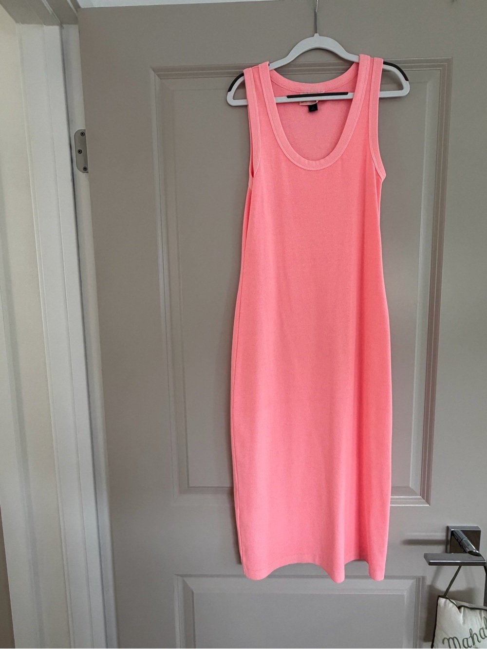 Sleeveless Neon Peach Bodycon Midi Dress